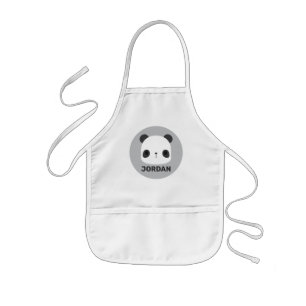 Cute Little Panda Bear with Personalised Name Kids Apron
