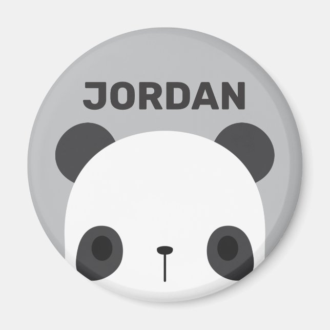Cute Little Panda Bear with Personalised Name Magnet (Front)