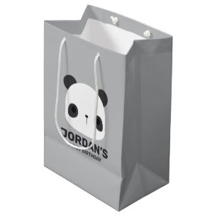 Cute Little Panda Bear with Personalised Name Medium Gift Bag