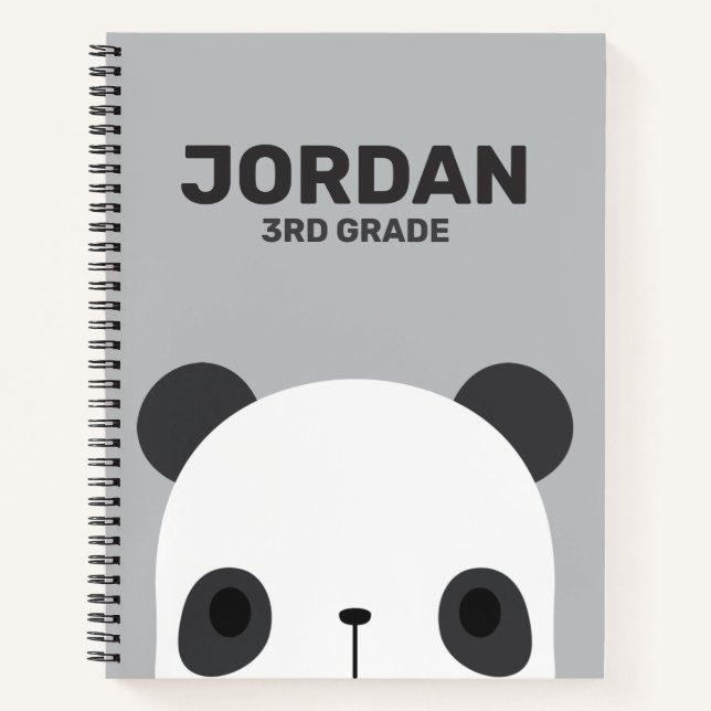 Cute Little Panda Bear with Personalised Name Notebook (Front)