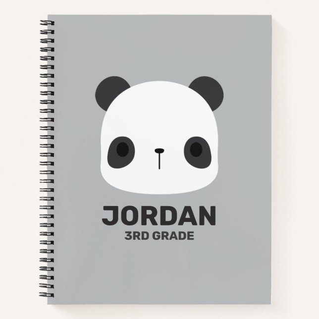 Cute Little Panda Bear with Personalised Name Notebook (Front)