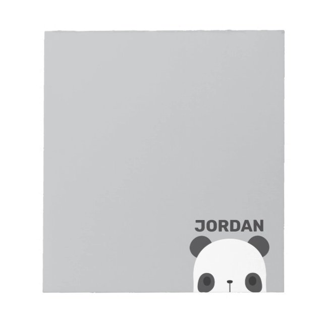 Cute Little Panda Bear with Personalised Name Notepad (Front)