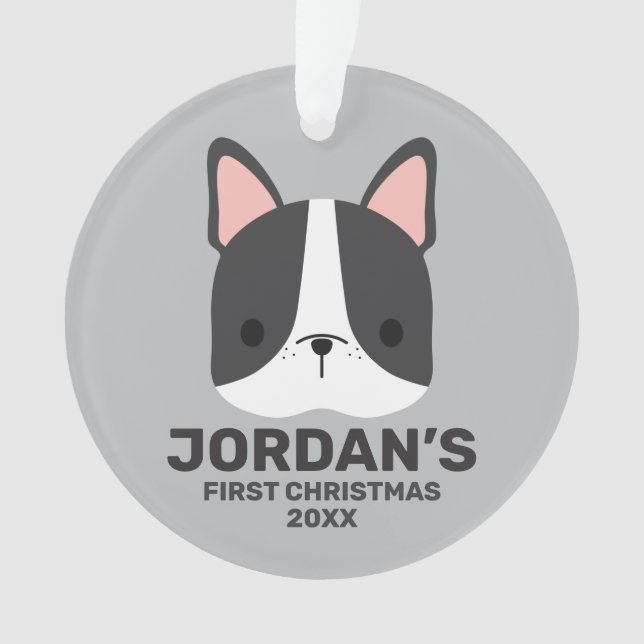 Cute Little Panda Bear with Personalised Name Ornament (Front)