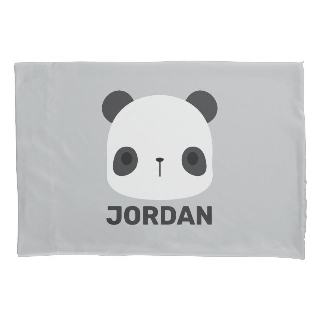 Cute Little Panda Bear with Personalised Name Pillowcase (Front)