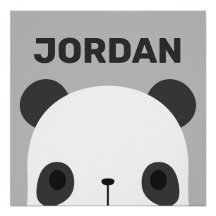 Cute Little Panda Bear with Personalised Name Poster