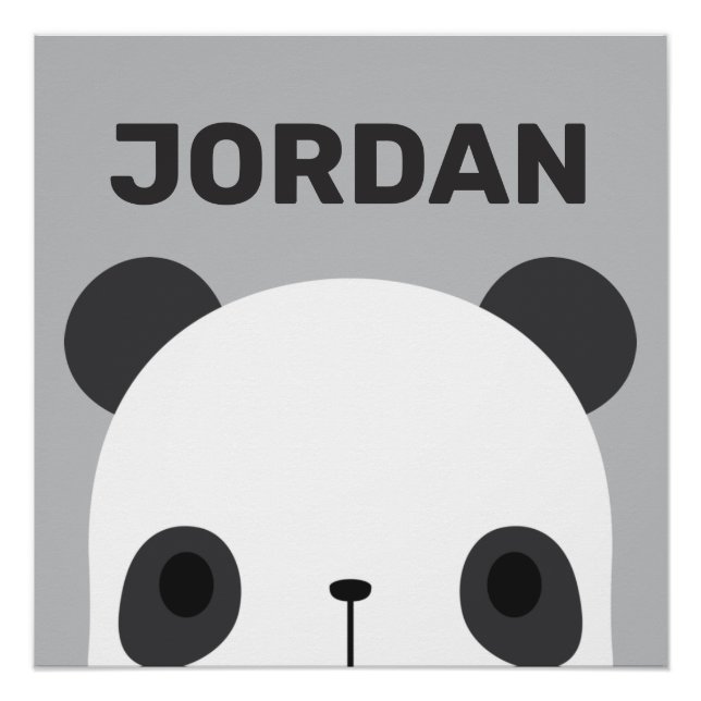 Cute Little Panda Bear with Personalised Name Poster (Front)