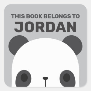 Cute Little Panda Bear with Personalised Name Square Sticker