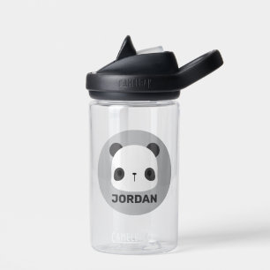 Cute Little Panda Bear with Personalised Name Water Bottle