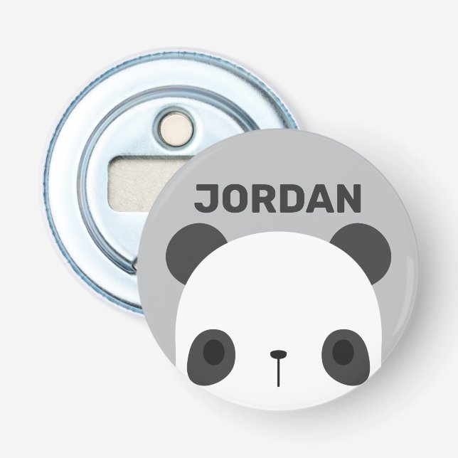 Cute Little Panda Bear with Personalized Name Bottle Opener (Front)