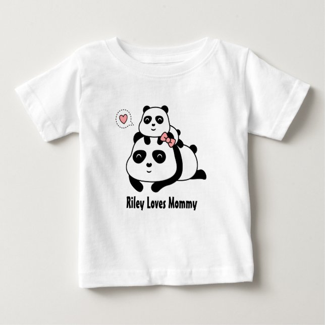 Cute Little Panda Cub Loves Mummy For Babies Baby T-Shirt (Front)