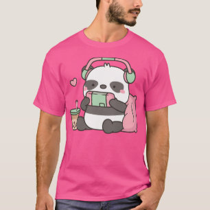 Cute Little Panda Gamer With Headphones T-Shirt