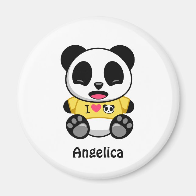 Cute Little Panda on White Magnet (Front)