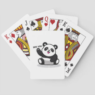 cute little panda playing cards
