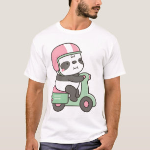 Cute Little Panda Riding Green Scooter T-Shirt