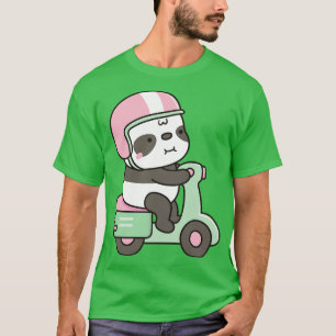 Cute Little Panda Riding Green Scooter T-Shirt