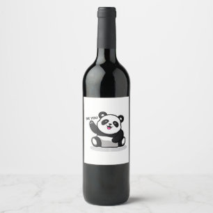 cute little panda wine label