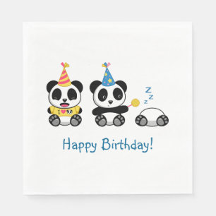 Cute Little Pandas Birthday Napkin