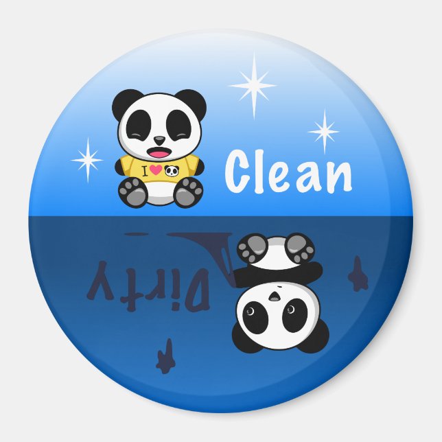 Cute Little Pandas Clean Dirty Magnet (Front)