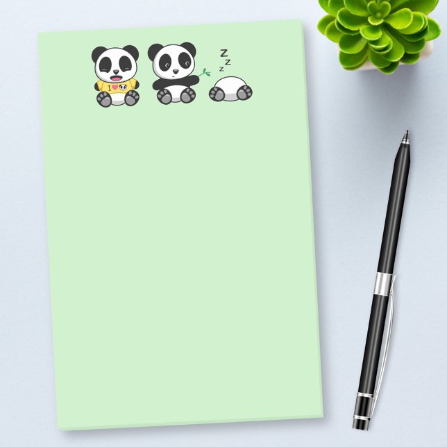 Cute Little Pandas on Green Post-it Notes (Creator Uploaded)