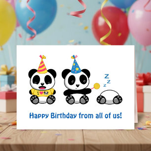 Cute Little Pandas on White Birthday from All Card
