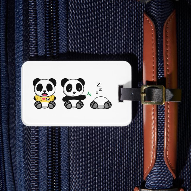 Cute Little Pandas on White Luggage Tag (Front Insitu 4)