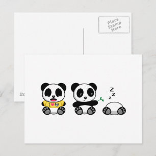 Cute Little Pandas on White Postcard