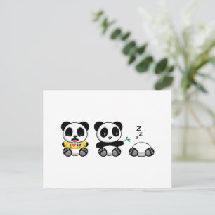 Cute Little Pandas on White Postcard