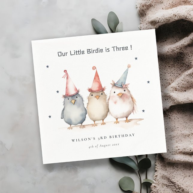 Cute Little Party Birds Any Age Kids Birthday Napkin (Creator Uploaded)