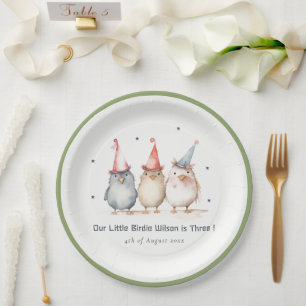 Cute Little Party Birds Any Age Kids Birthday Paper Plate