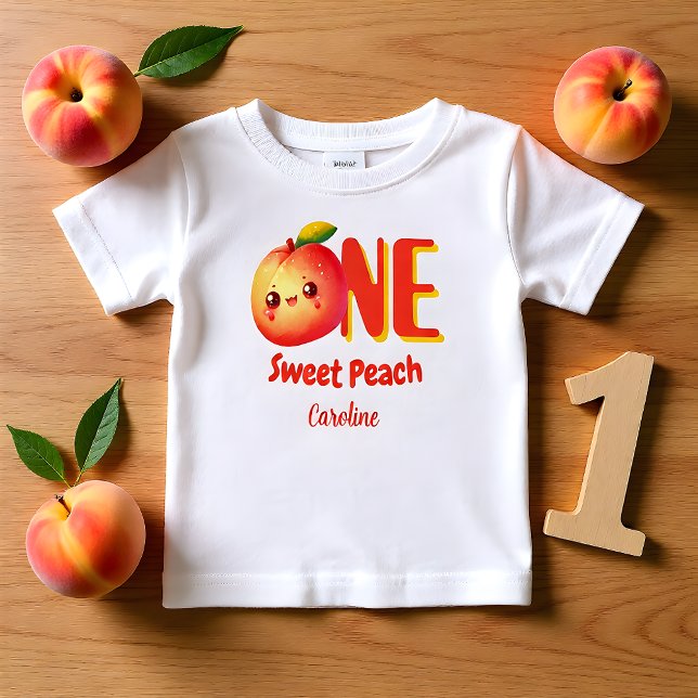  Cute Little Peach First Birthday Baby T-Shirt (Creator Uploaded)