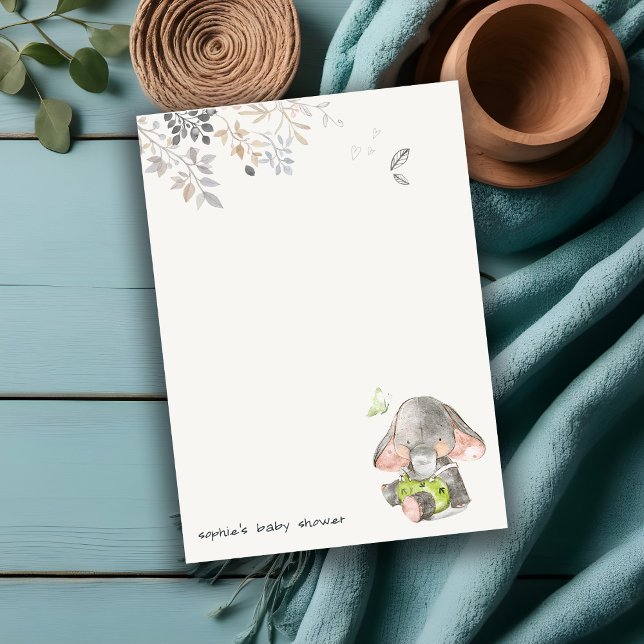 Cute Little Peanut Elephant Foliage Baby Shower Card (Creator Uploaded)