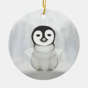 cute little penguin hand drawing ceramic tree decoration