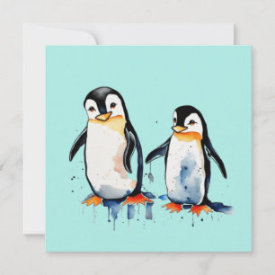 Cute little penguins  invitation