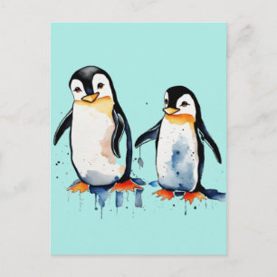 Cute little penguins postcard