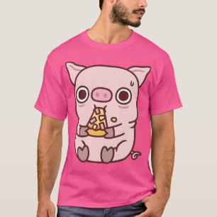 Cute Little Pig Eating Hawaiian Ham Pizza Oops T-Shirt