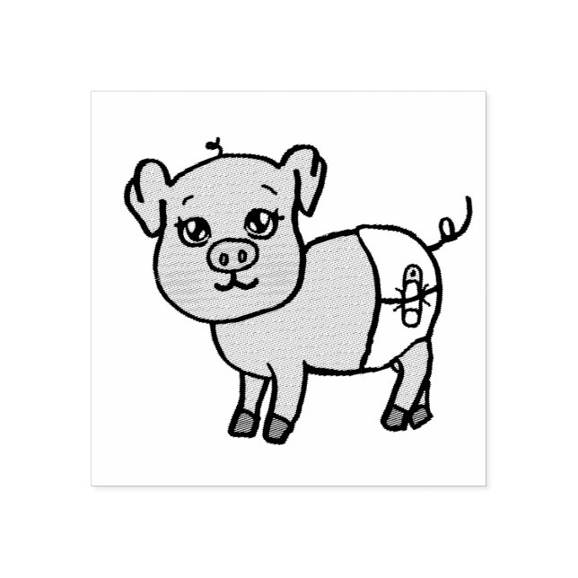Cute Little Pig   Farm Animal Rubber Stamp (Imprint)