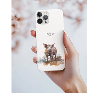 Cute little pig playing in the mud watercolor Case-Mate iPhone case