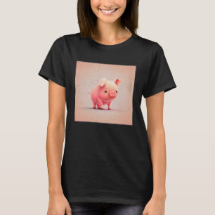 Cute Little Piggy Illustration Unique  Women Kids  T-Shirt