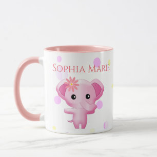 Cute Little Pink Baby Girl Elephant Mug