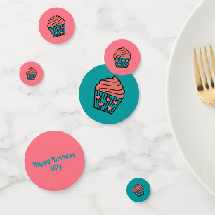 Cute Little Pink Cupcake Theme Girl Birthday Party Confetti