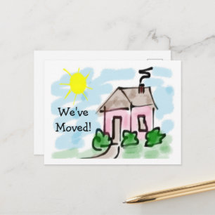 Cute Little Pink House Moving Announcement Postcard