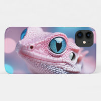 Cute Little Pink Lizard with Big Blue Eyes