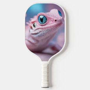 Cute Little Pink Lizard with Big Blue Eyes Pickleball Paddle