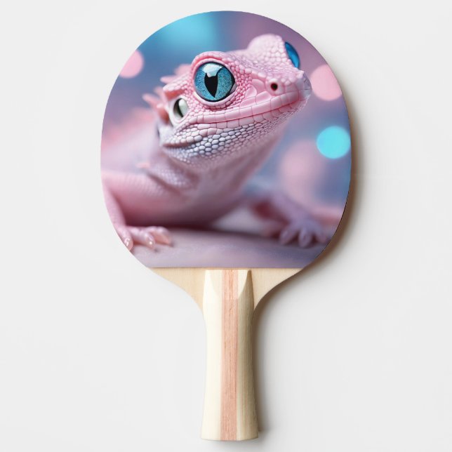 Cute Little Pink Lizard with Big Blue Eyes Ping Pong Paddle (Front)