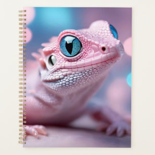 Cute Little Pink Lizard with Big Blue Eyes Planner