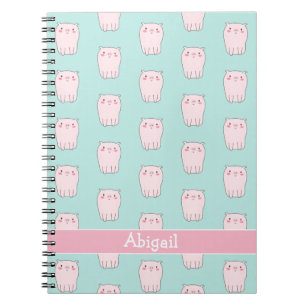 Cute Little Pink Pigs - Aqua Green Kids Notebook