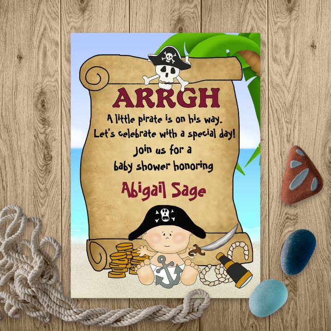Cute Little Pirate Boys Buccaneer Baby Shower Invitation (Creator Uploaded)