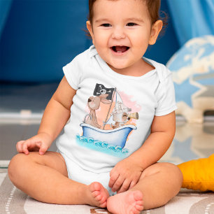 Cute little pirates baby bodysuit