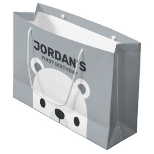 Cute Little Polar Bear Birthday Large Gift Bag