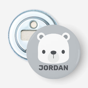 Cute Little Polar Bear with Personalised Name Bottle Opener